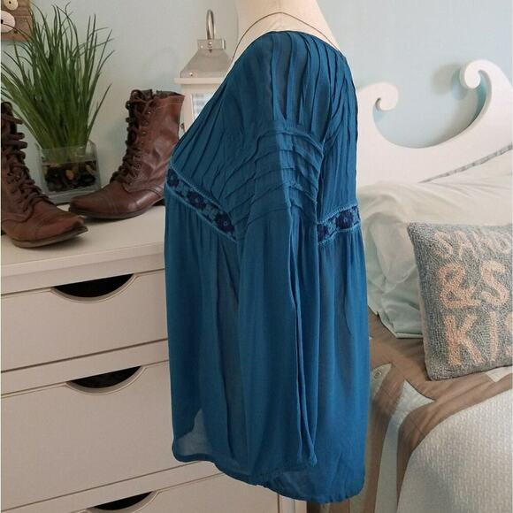 Lucky brand boho flowy 3/4 blouse - Picture 5 of 6